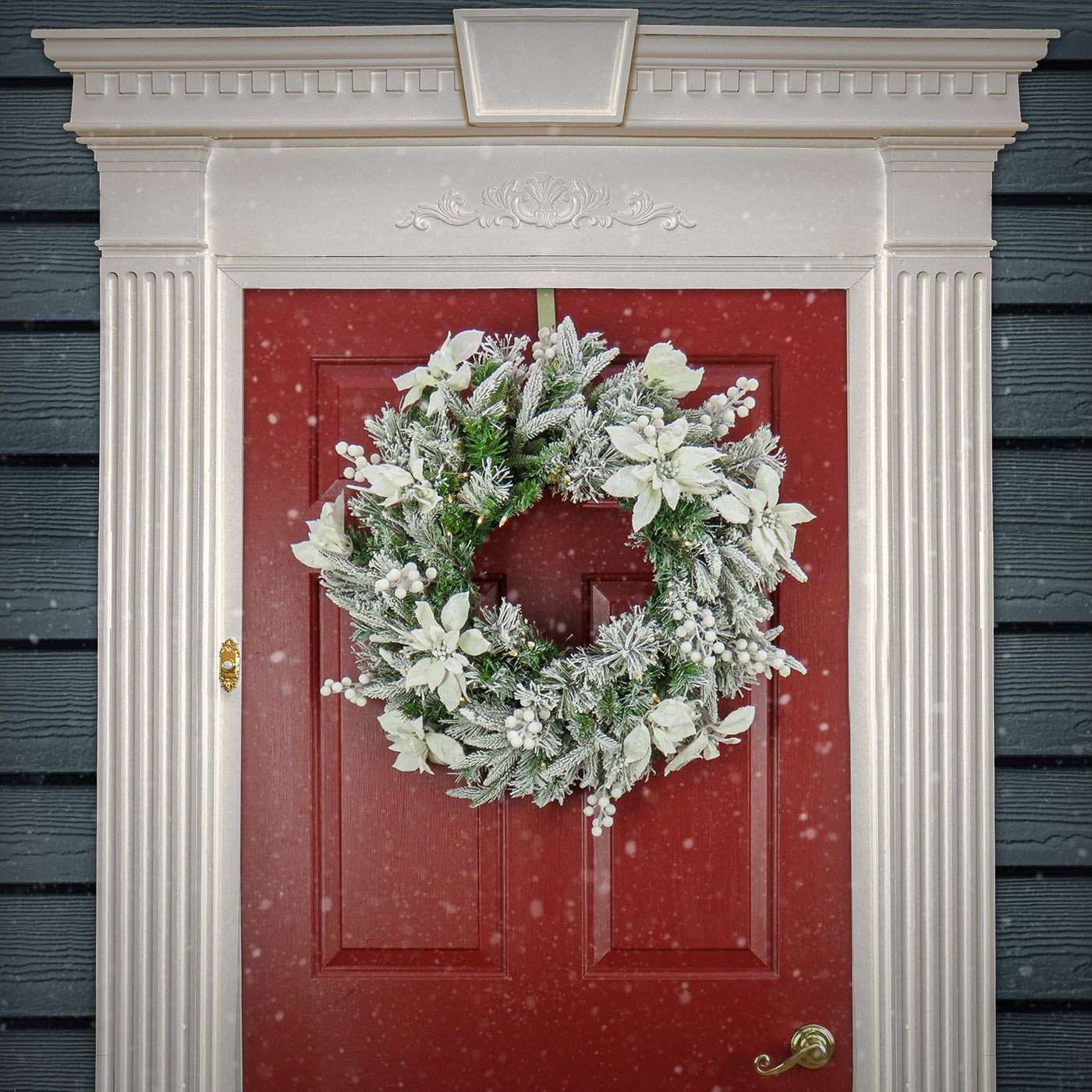 26 in. Pre-Lit Frosted Colonial Wreath with LED Lights