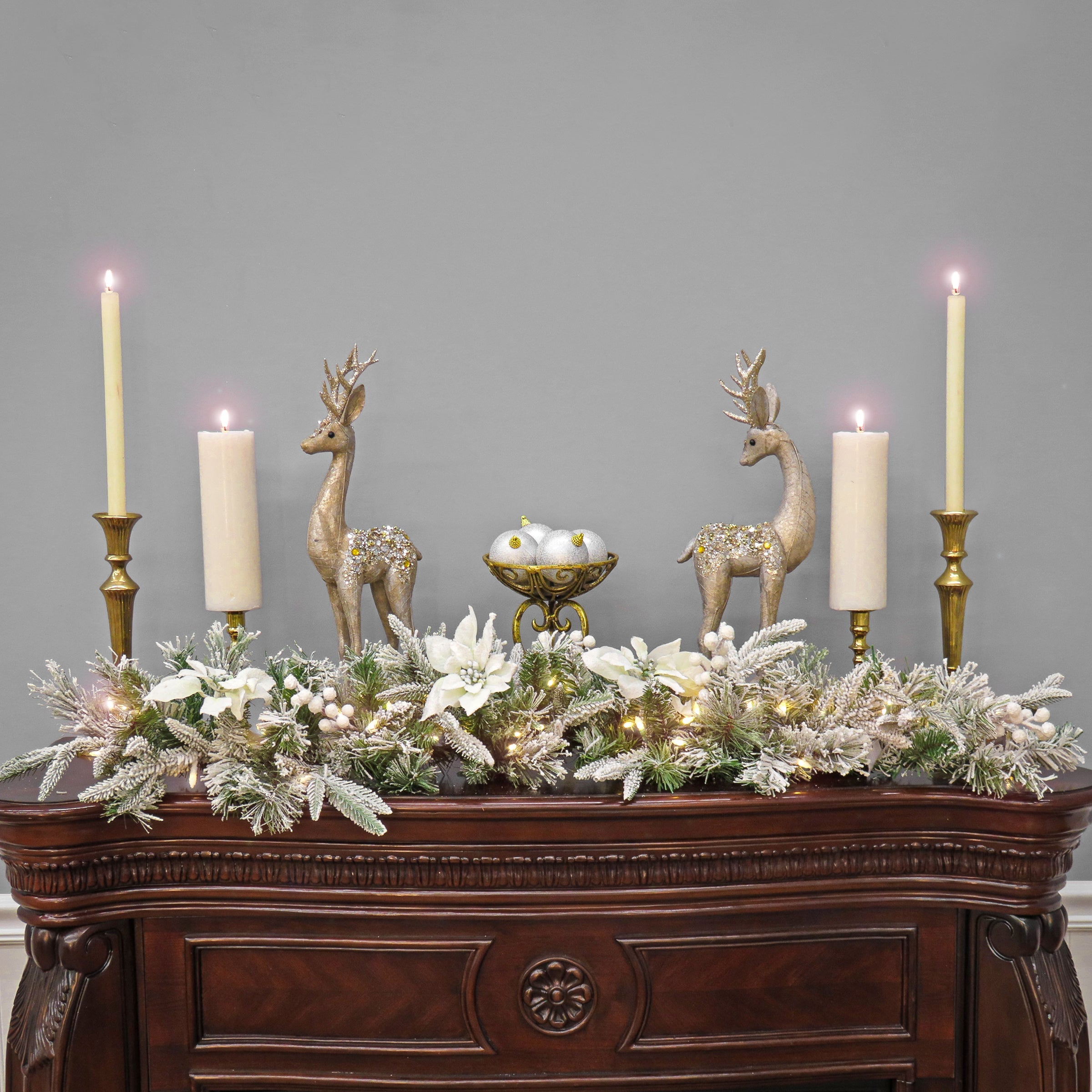 4 ft. Pre-Lit Frosted Colonial Garland with LED Lights