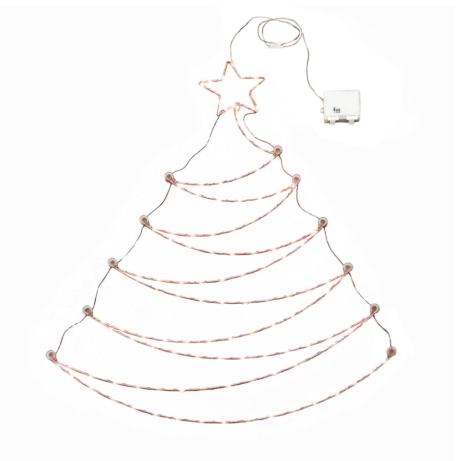 National Tree Company, Pre-Lit Artificial Silver Christmas Tree, Hanging Metal Wire Decoration, with Warm White LED Lights, Battery Powered, 37 in