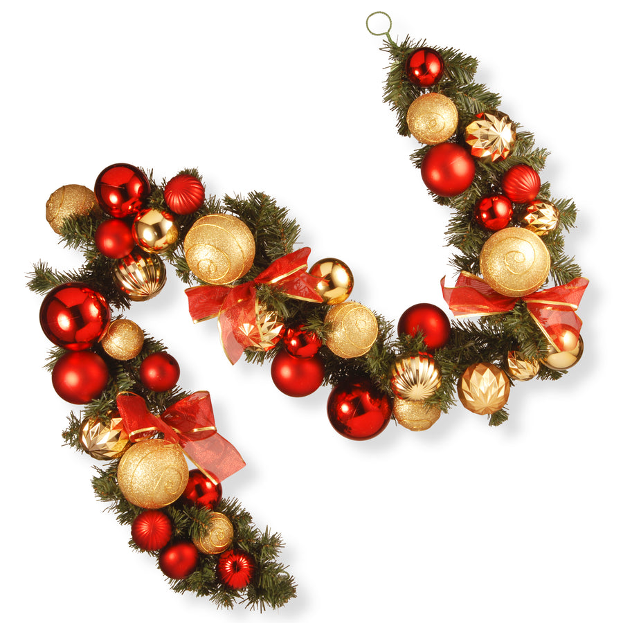 9 ft. Red and Green Ornament Garland