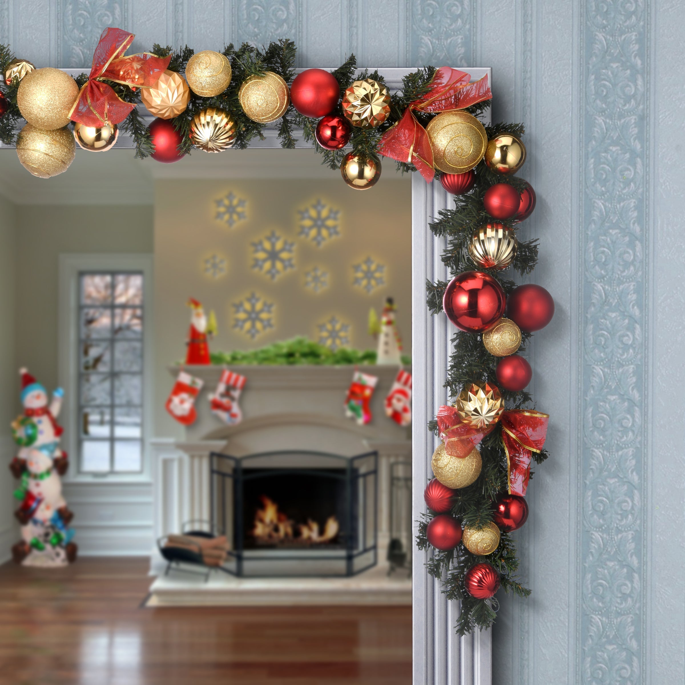 9 ft. Red and Green Ornament Garland