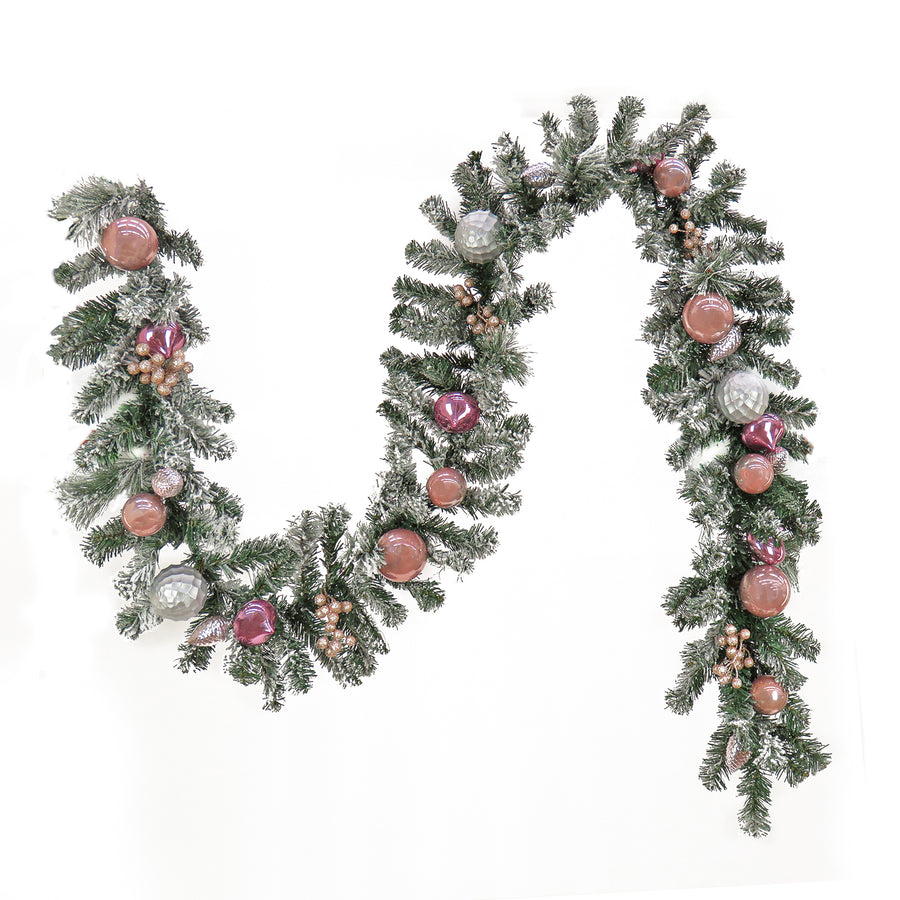 9 ft. Flocked Ornament Garland