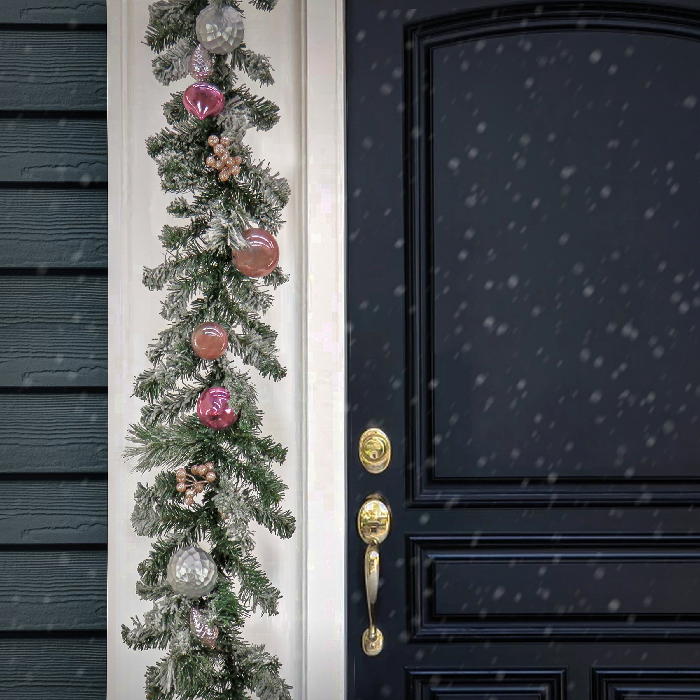 9 ft. Flocked Ornament Garland
