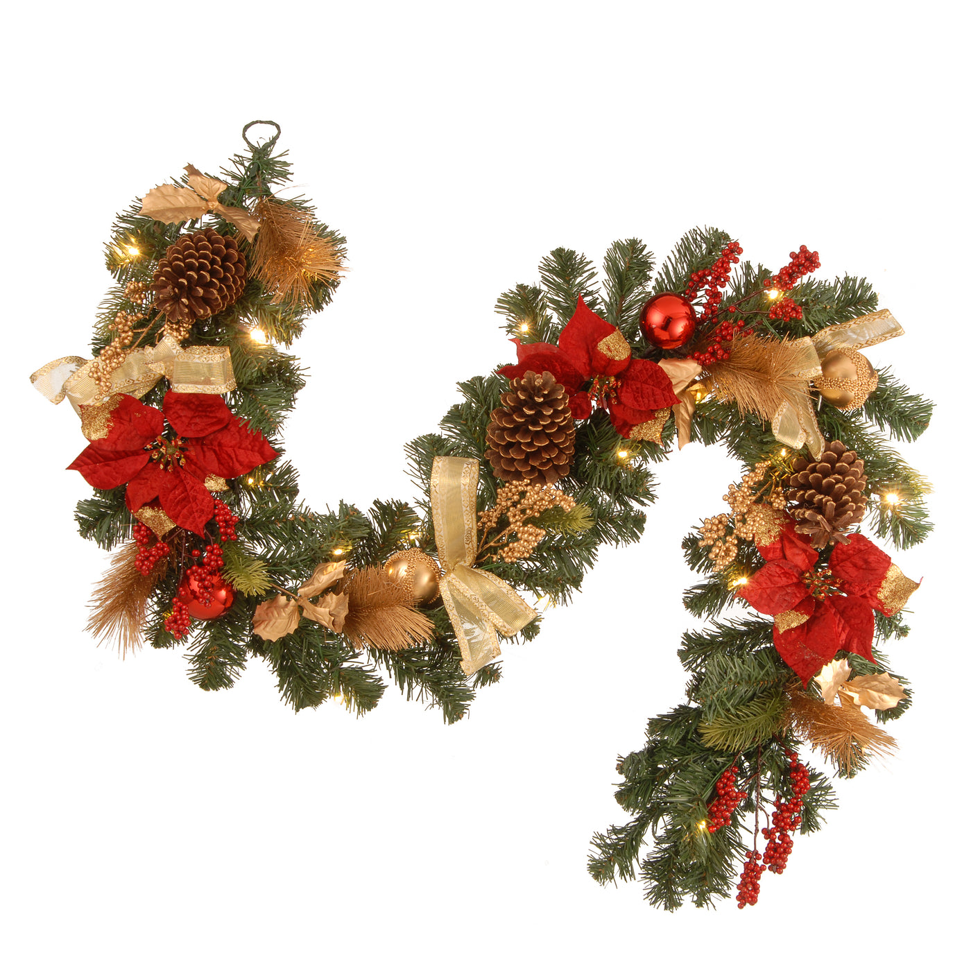 9 ft. Pre-Lit Christmas Collection Evergreen Decorated Garland
