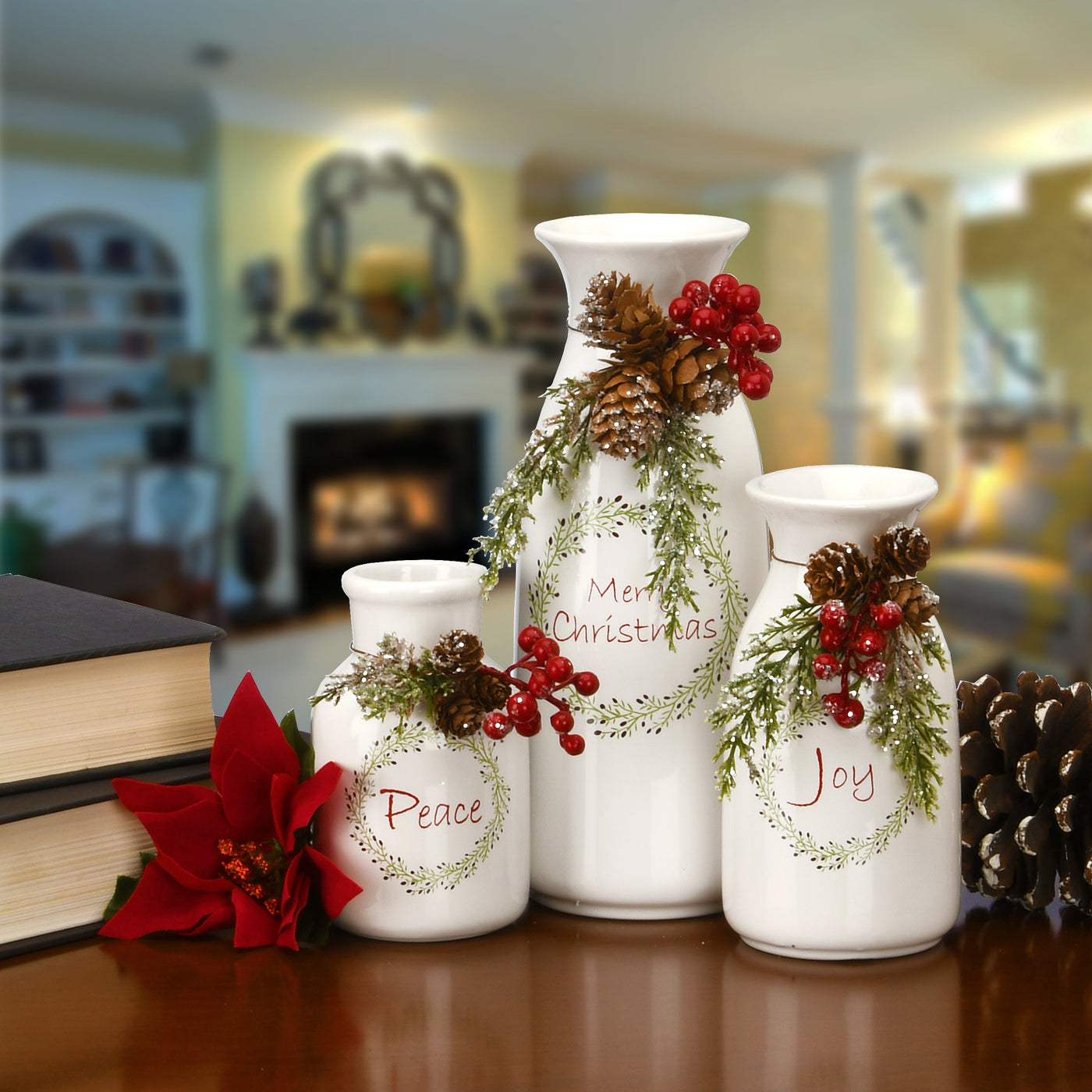 Holiday Antique Milk Bottles Set