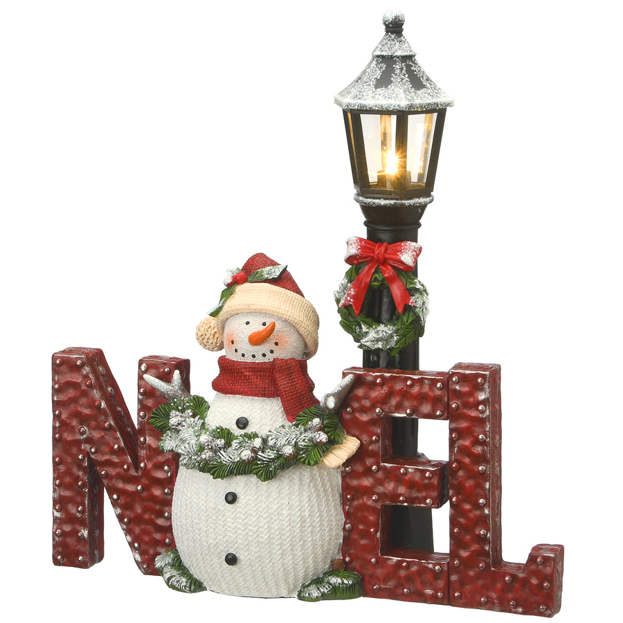 12" Snowman and Lamppost