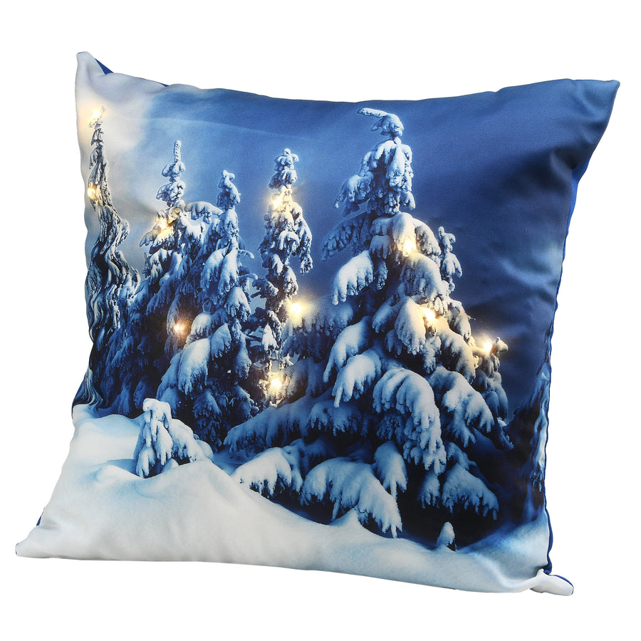 17" Winter Scene Pillow with LED Lights