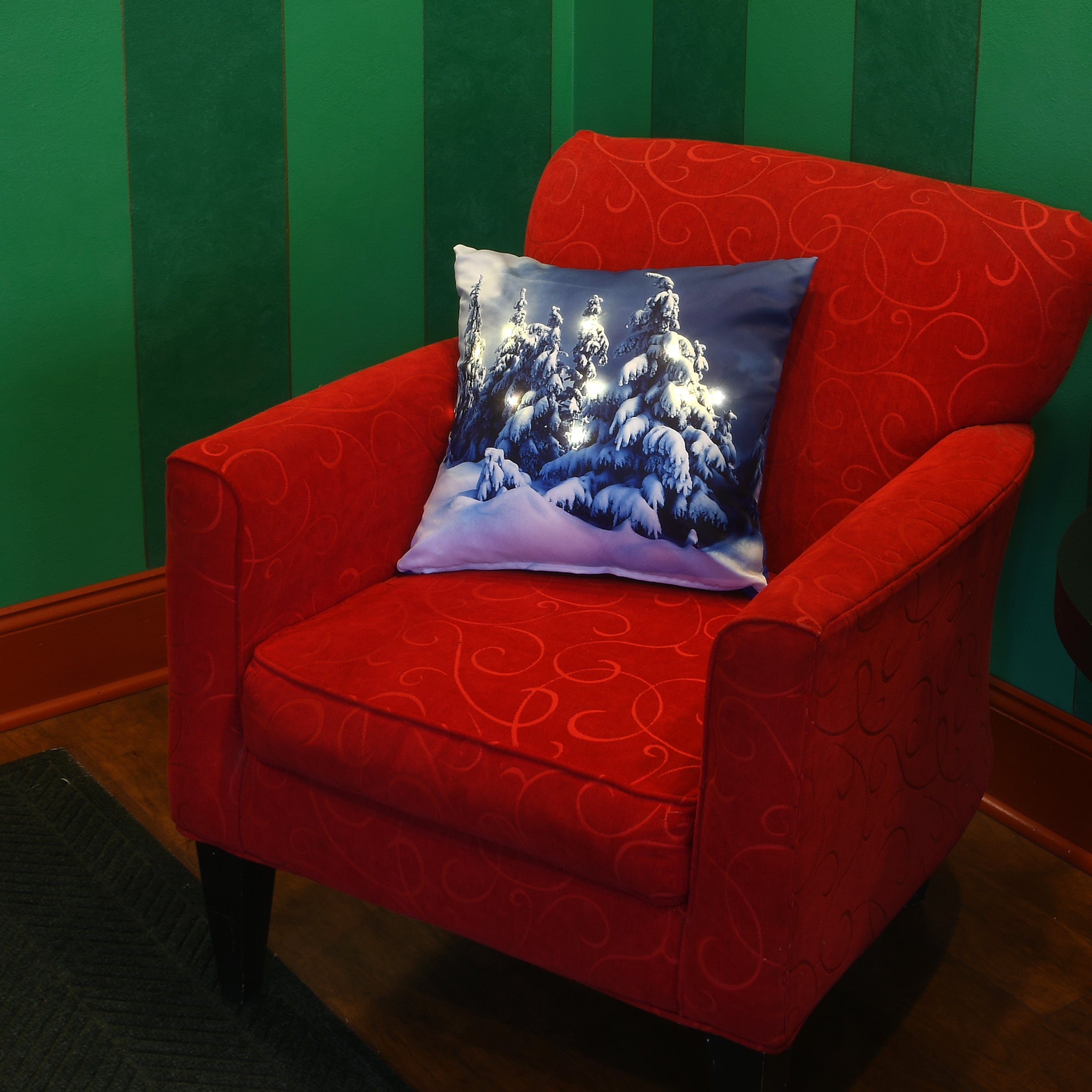 17 in. Winter Scene Pillow with LED Lights
