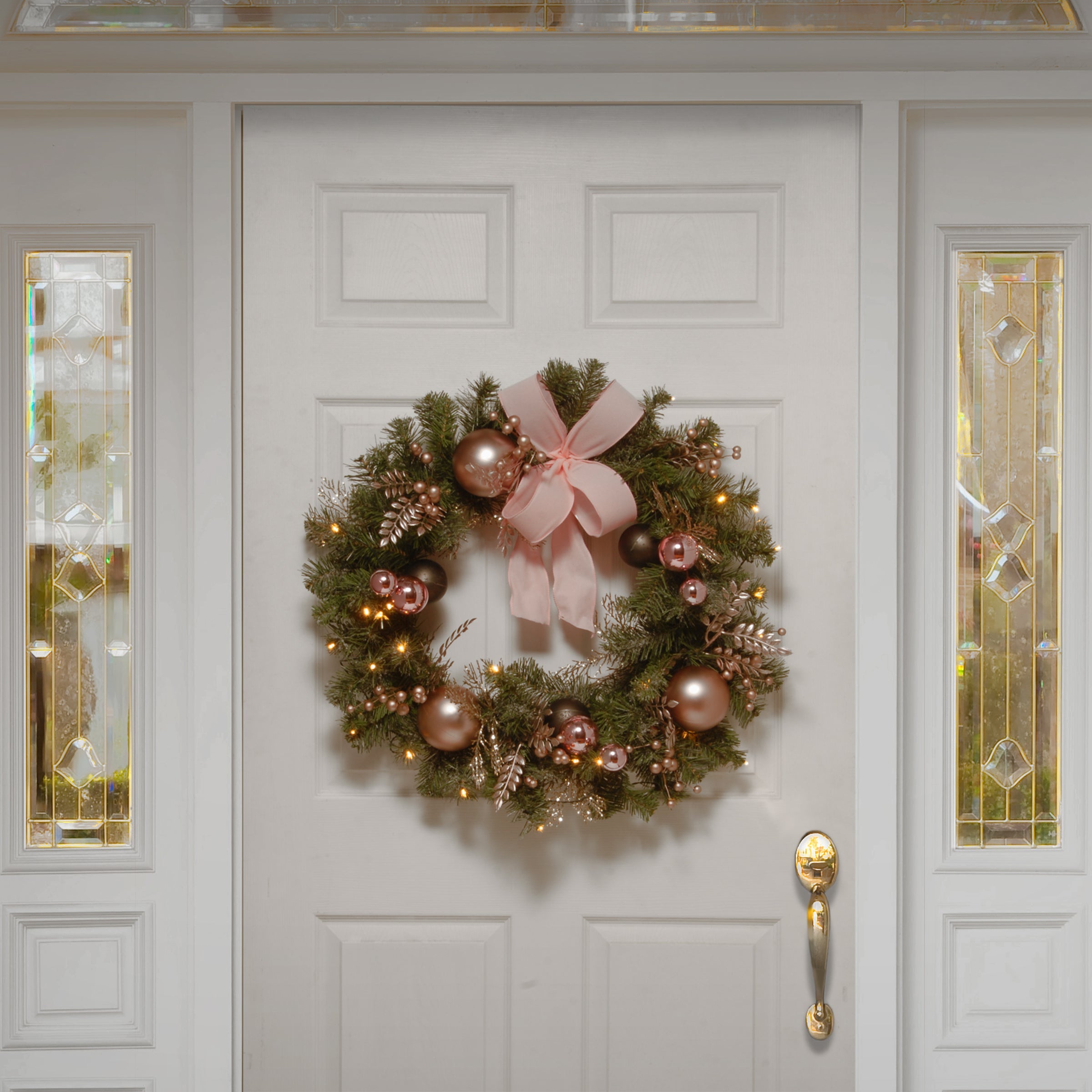 28 in. Pre-Lit Decorated Pine Wreath with LED Light