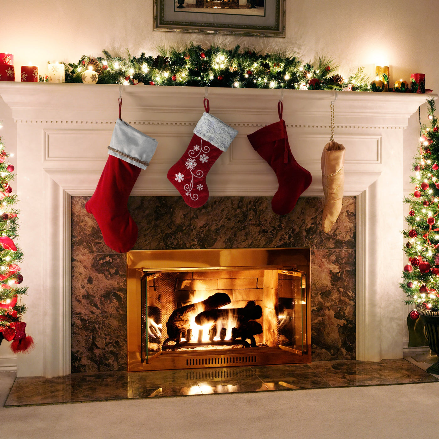 18 in. Red Christmas Stocking with Snowflakes