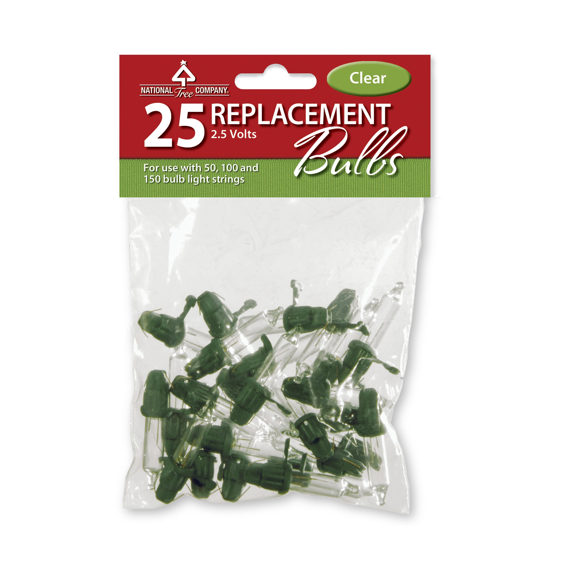 National Tree Company White Incandescent Replacement Bulbs, 2.5 Volts, Christmas Collection, Pack of 25