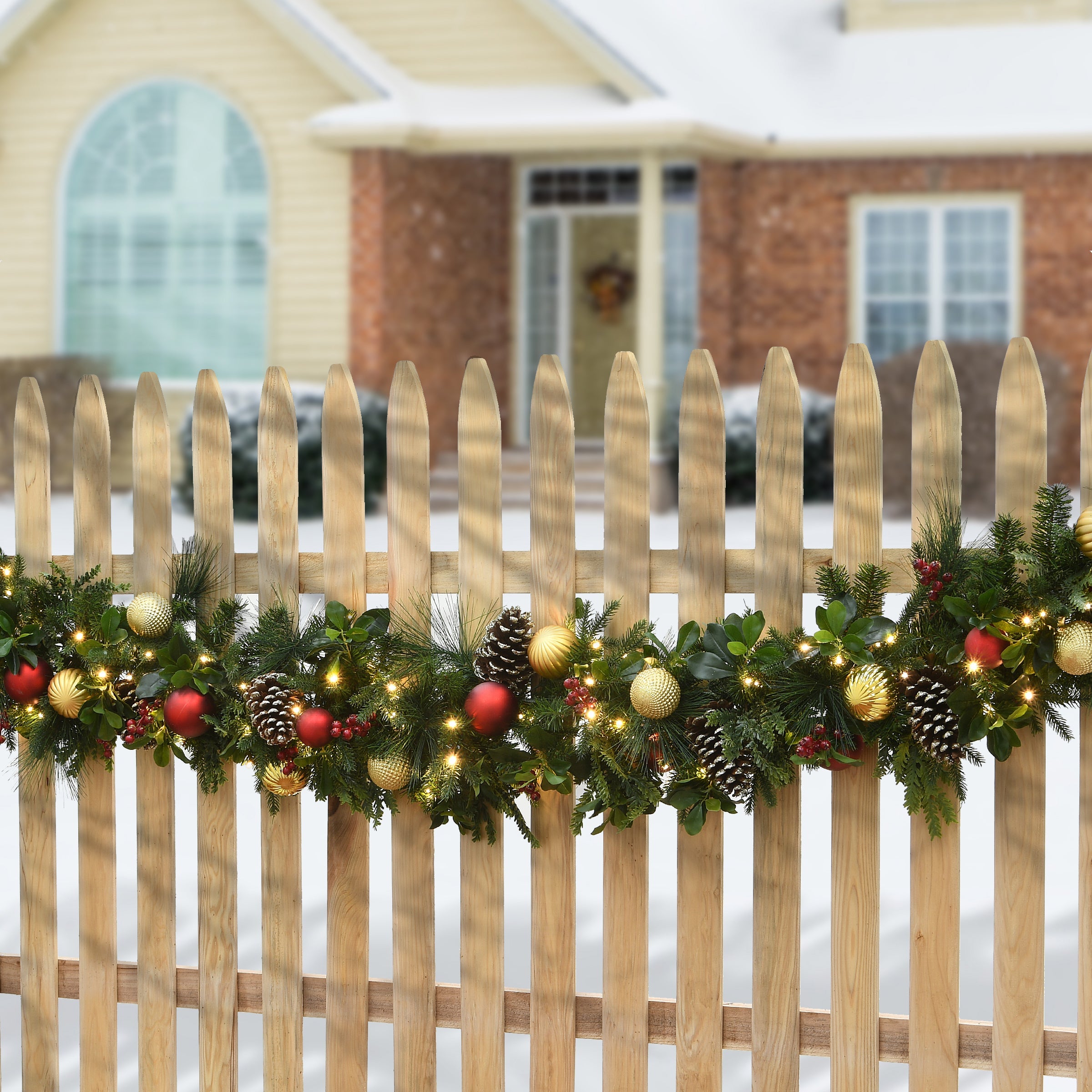 9 ft. Pre-Lit Rural Homestead Decorated Garland with LED Lights