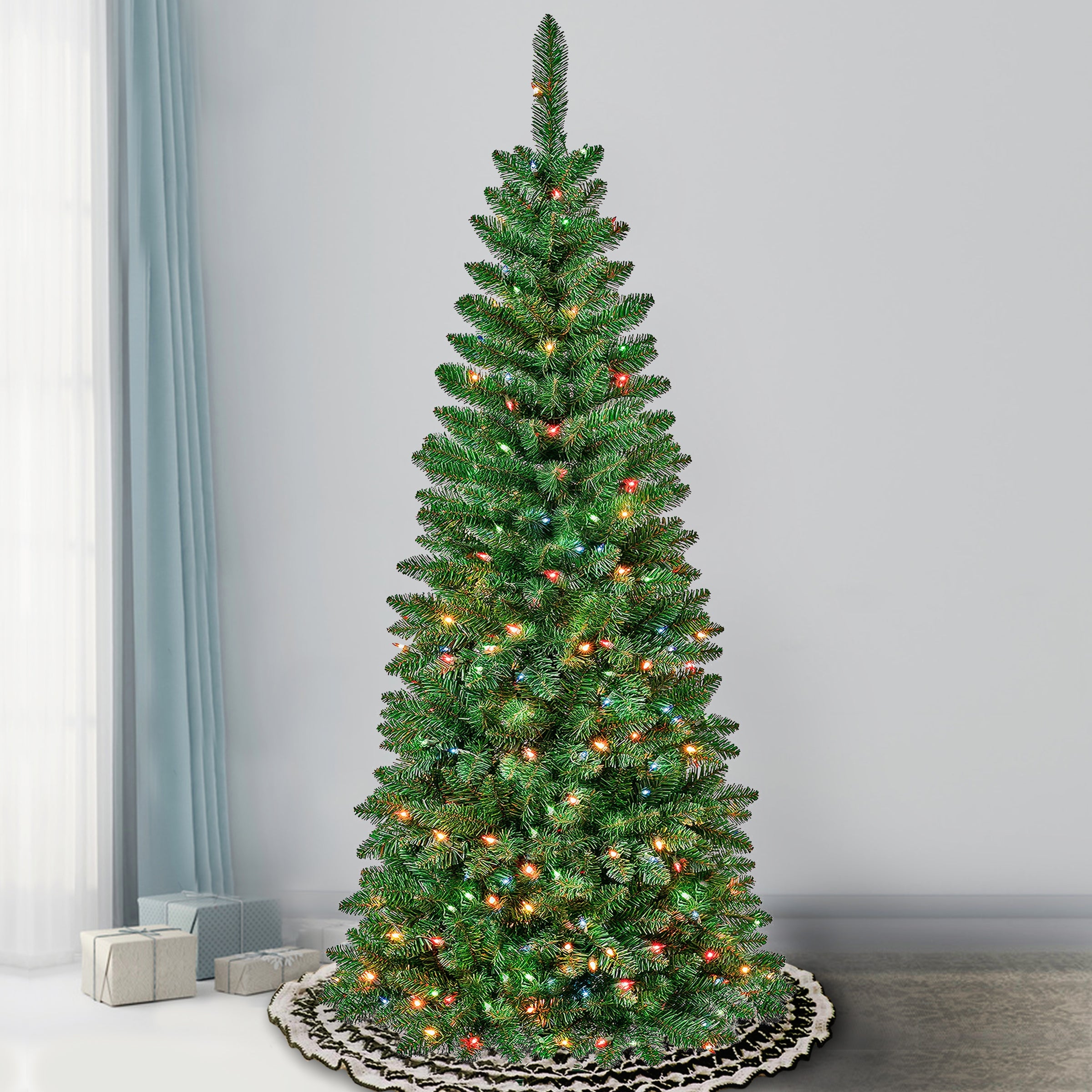 6 ft. Pre-Lit Rowan Slim Tree with Multicolor Lights