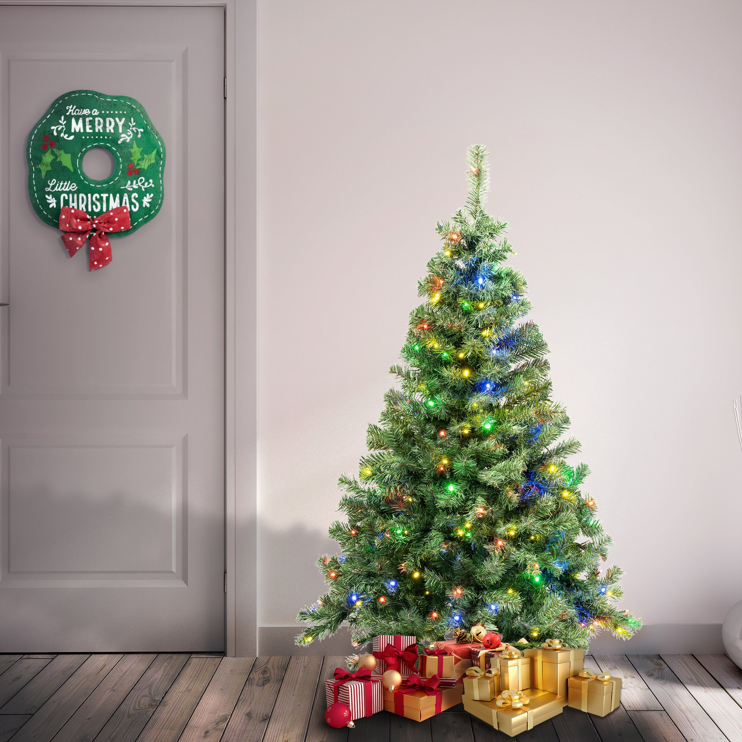 4.5 ft. Pre-Lit Sagamore Tree with Multi LED Lights