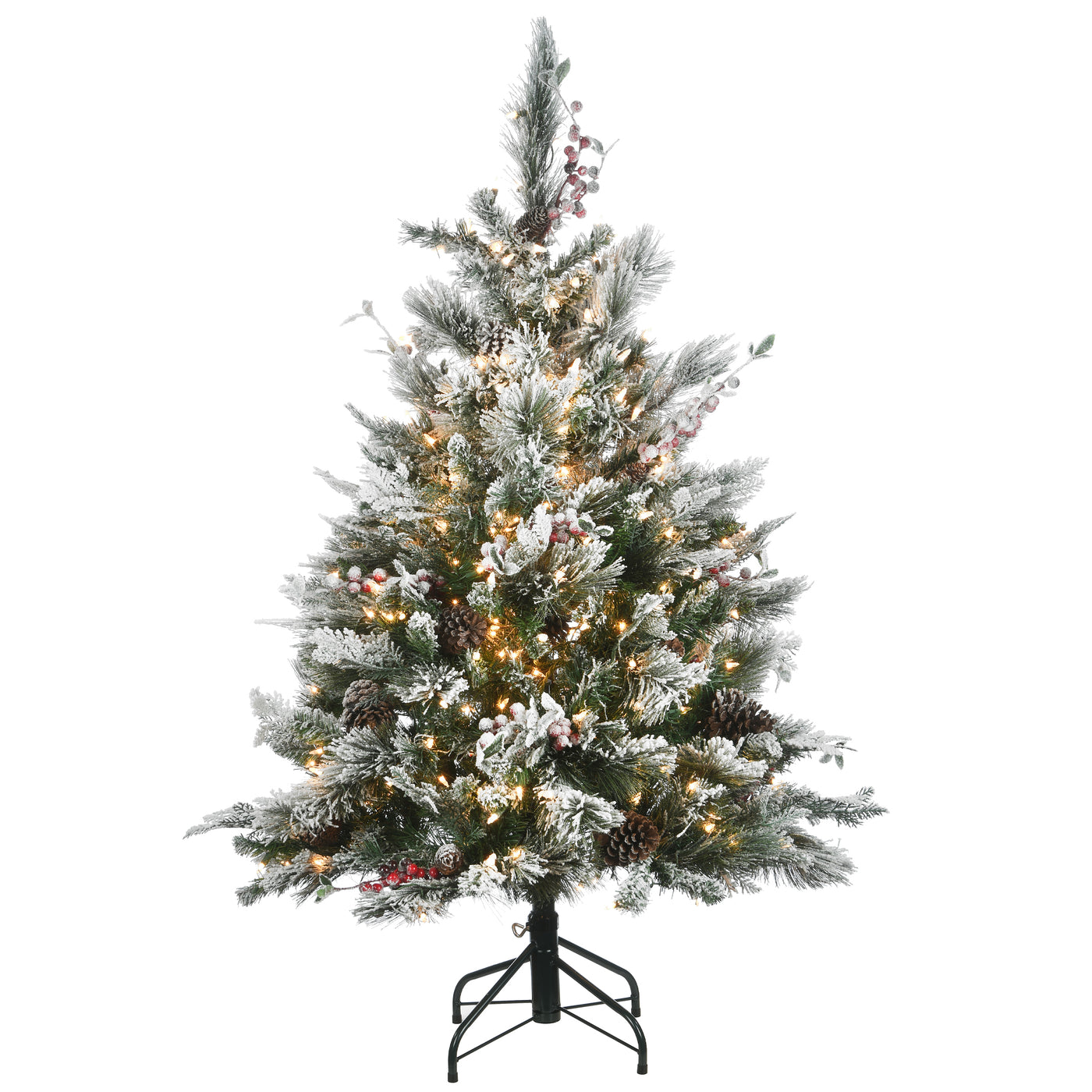 4.5 ft. Pre-Lit Snowy Bedford Pine Tree with Clear Lights