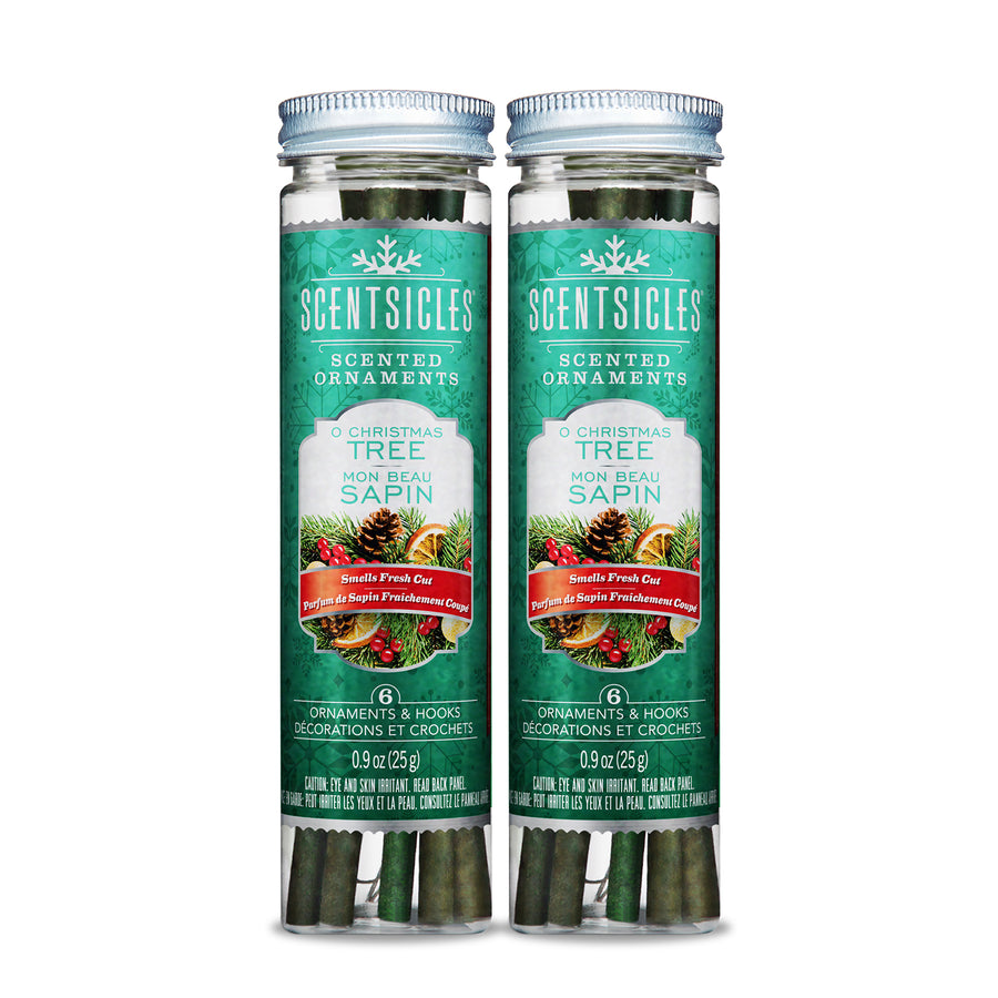Scented Ornaments, 2- Pack- 6ct Bottle, O Christmas Tree, Fragrance-Infused Paper Sticks
