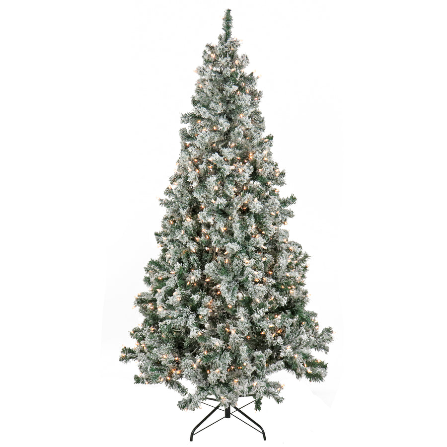 6.5 ft. Pre-Lit Snowy Crestview Tree with Clear Lights