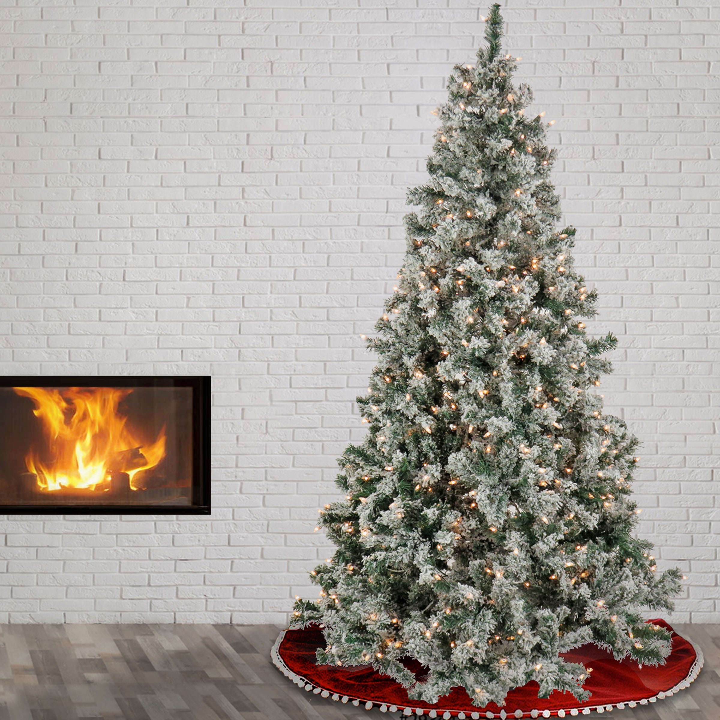 6.5 ft. Pre-Lit Snowy Crestview Tree with Clear Lights