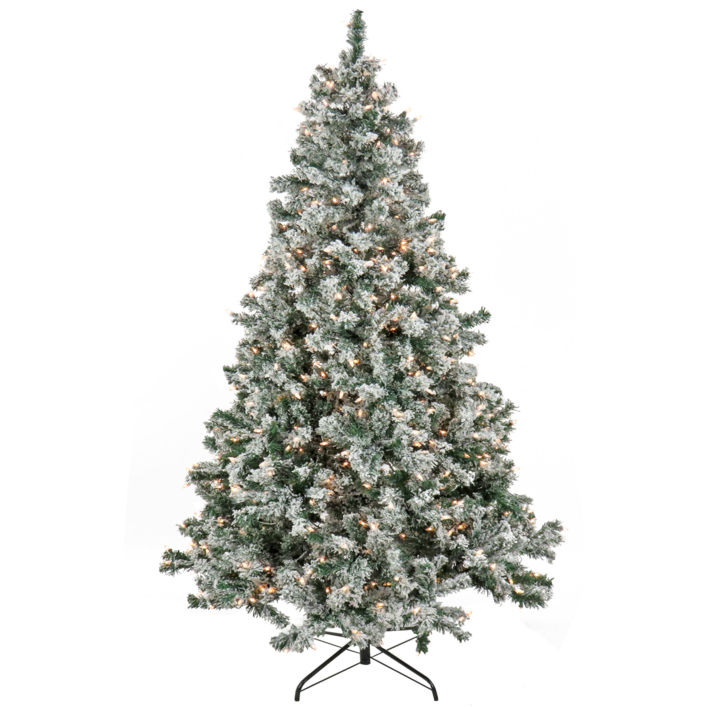 7.5 ft. Pre-Lit Snowy Crestview Tree with Clear Lights