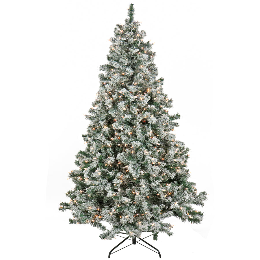 7.5 ft. Pre-Lit Snowy Crestview Tree with Clear Lights
