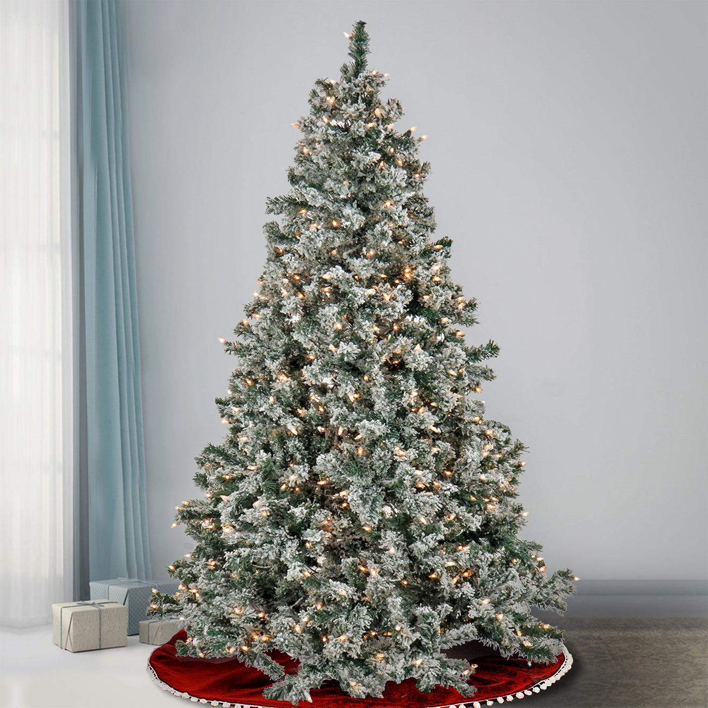 7.5 ft. Pre-Lit Snowy Crestview Tree with Clear Lights