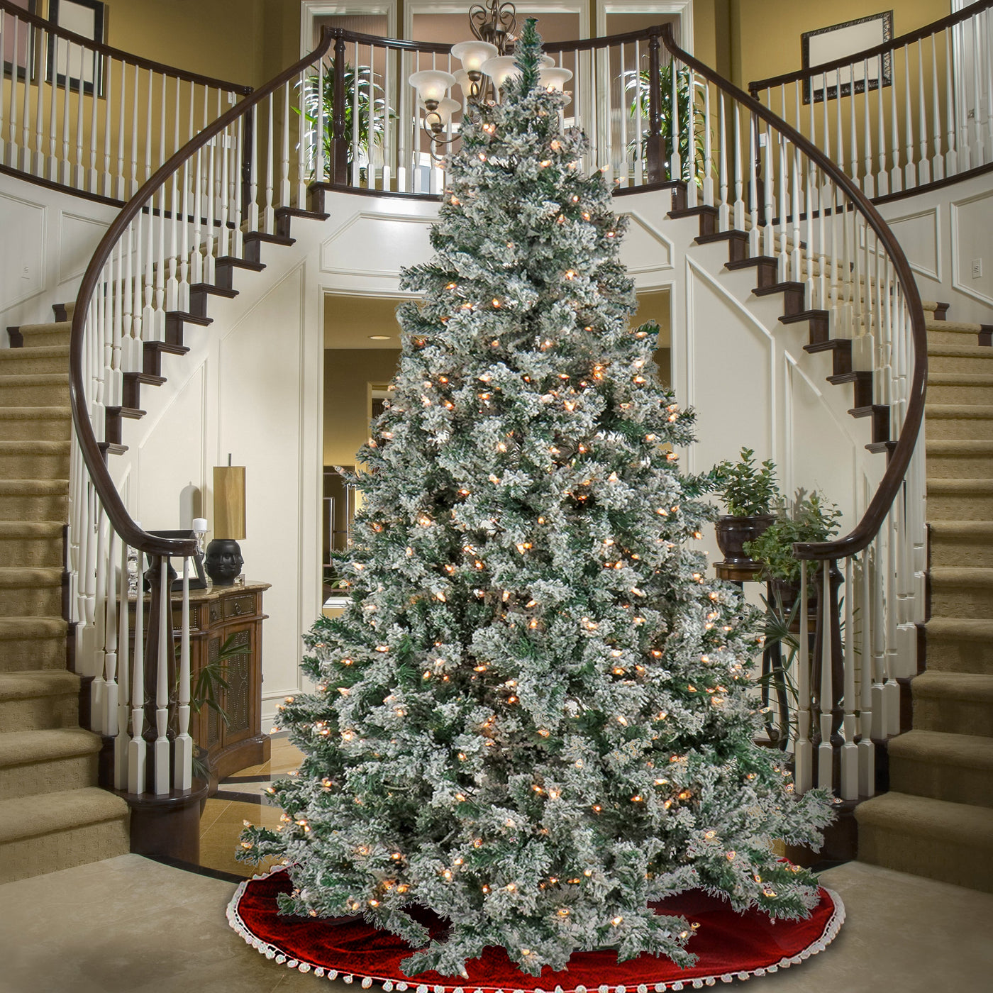 9 ft. Pre-Lit Snowy Crestview Tree with Clear Lights