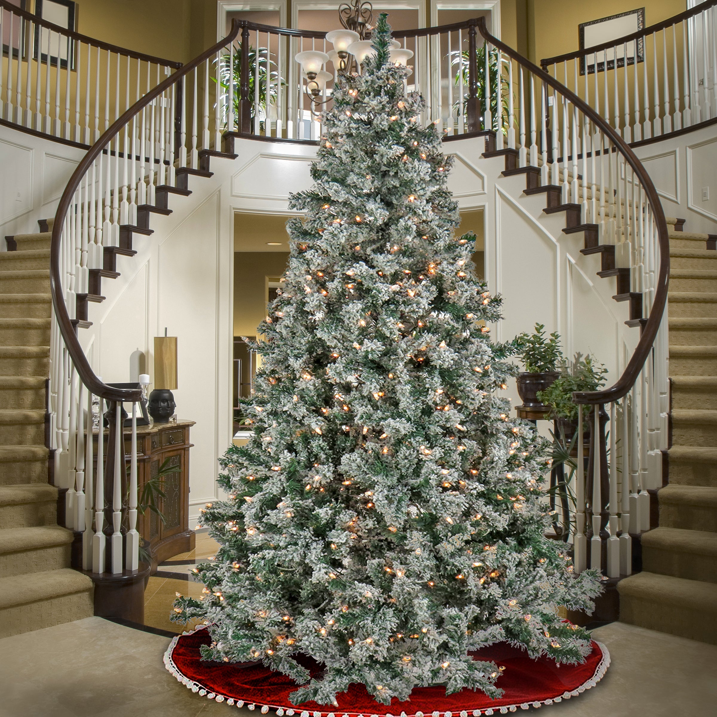 9 ft. Pre-Lit Snowy Crestview Tree with Clear Lights
