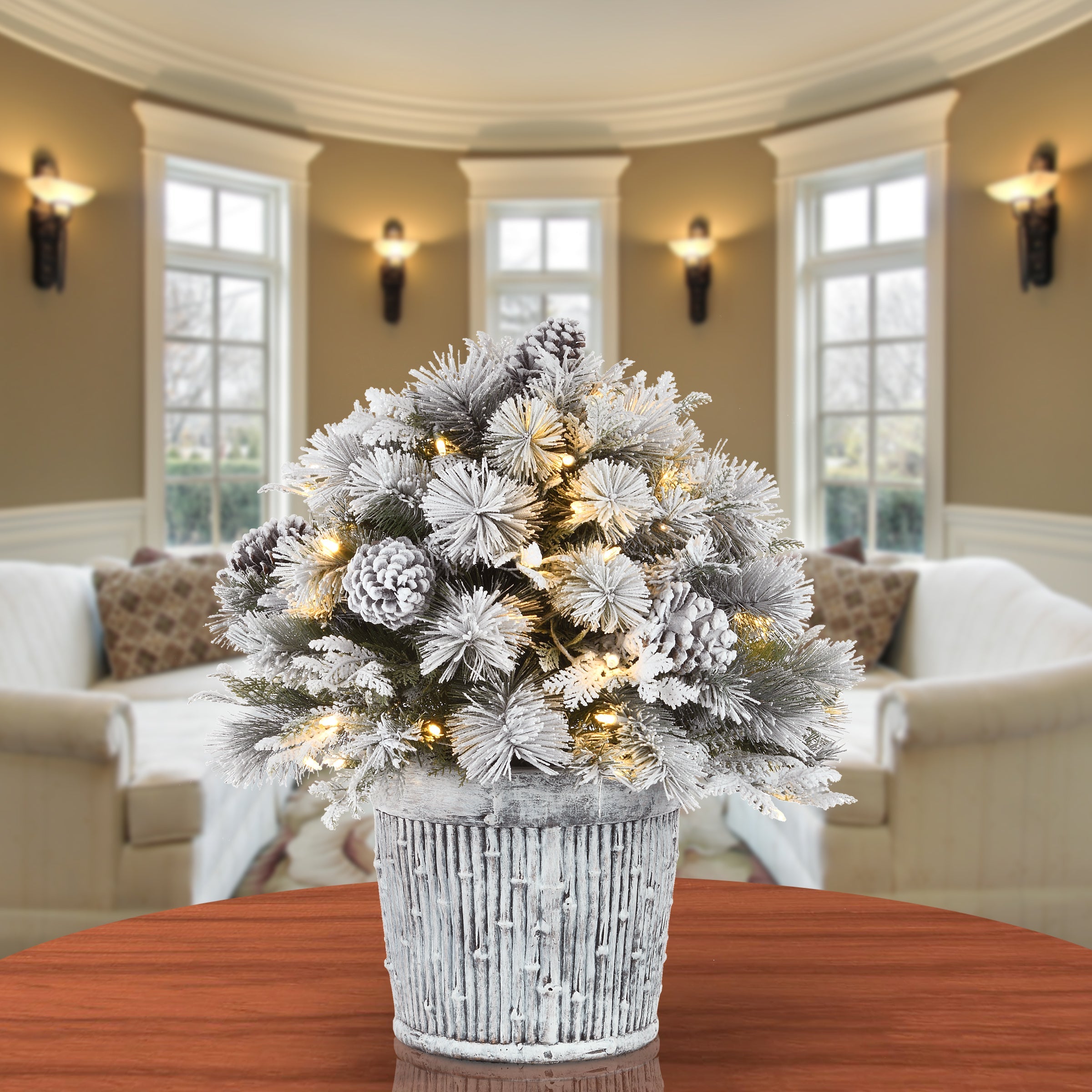 22 in.Pre-Lit Snowy Chiwaw Basin Tree with LED Lights