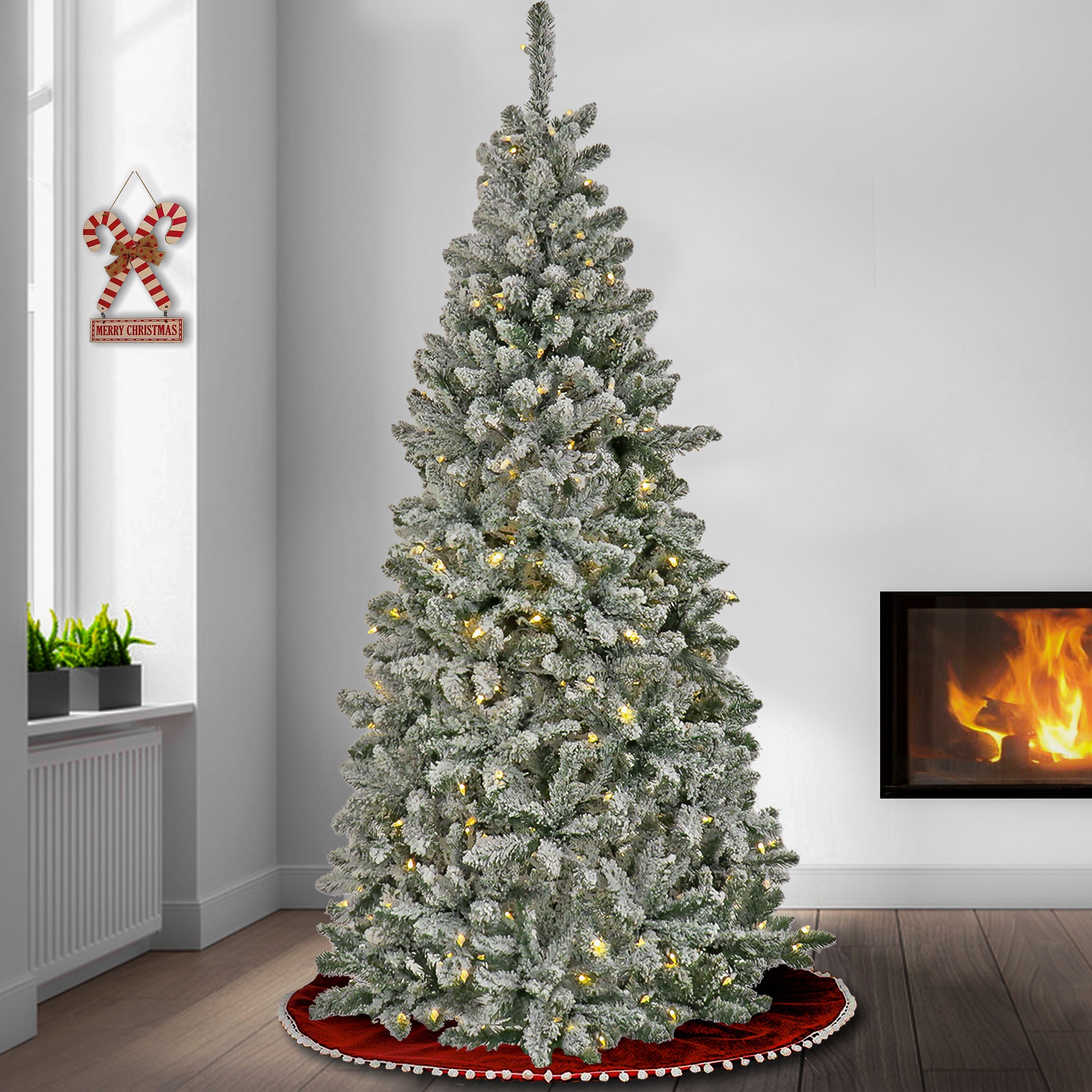 6.5 ft. Pre-Lit Snowy Chatham Slim Tree with  PowerConnect Dual Color LED Lights
