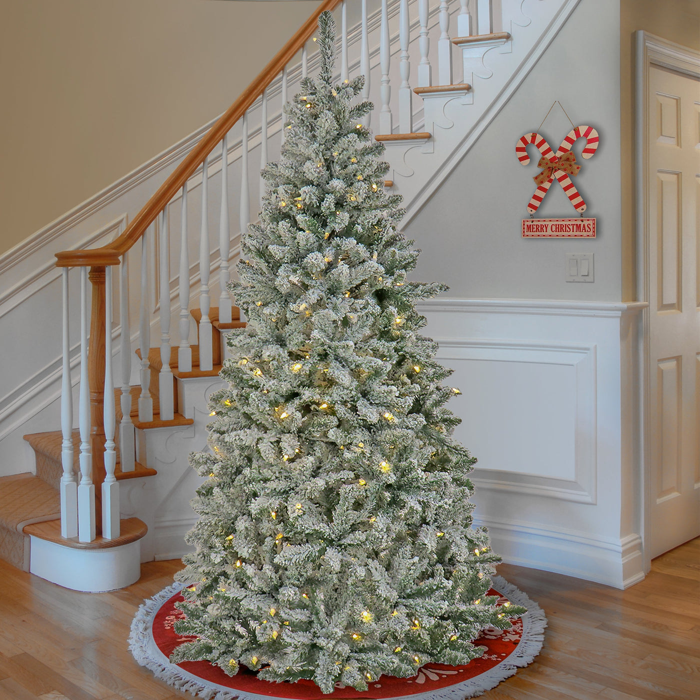 7.5 ft. Pre-Lit Snowy Chatham Slim Tree with PowerConnect Dual Colored LED Lights