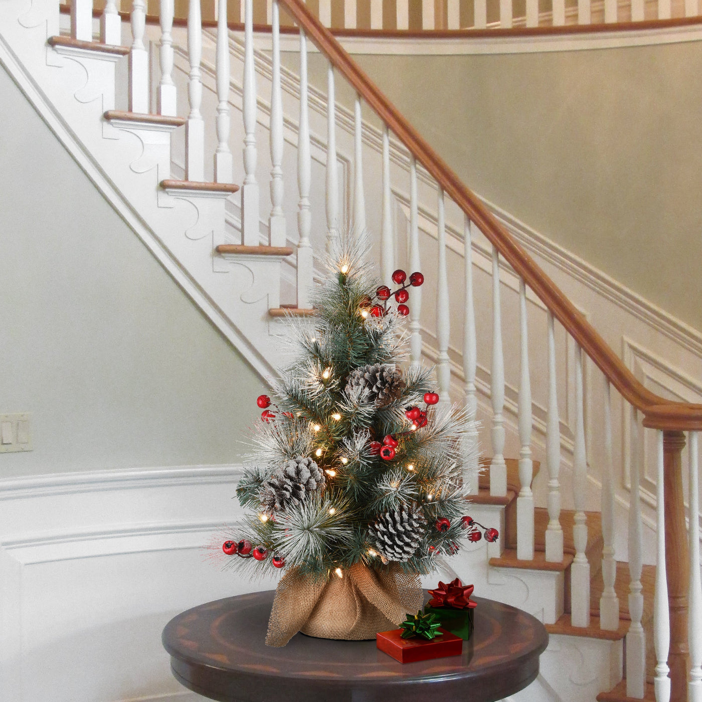 2 ft. Snowy Glacier Pine Tree with Warm White LED Lights