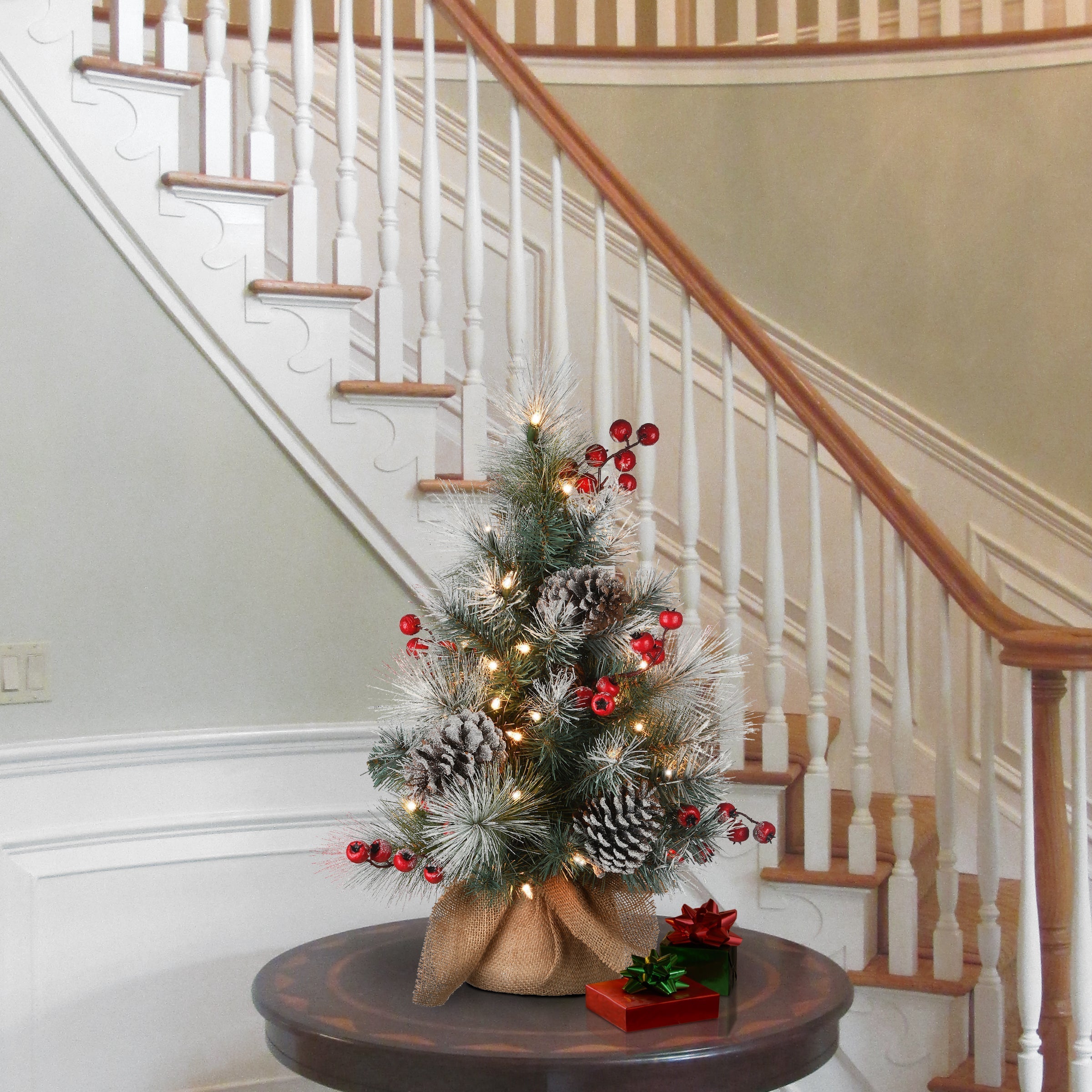 2 ft. Snowy Glacier Pine Tree with Warm White LED Lights