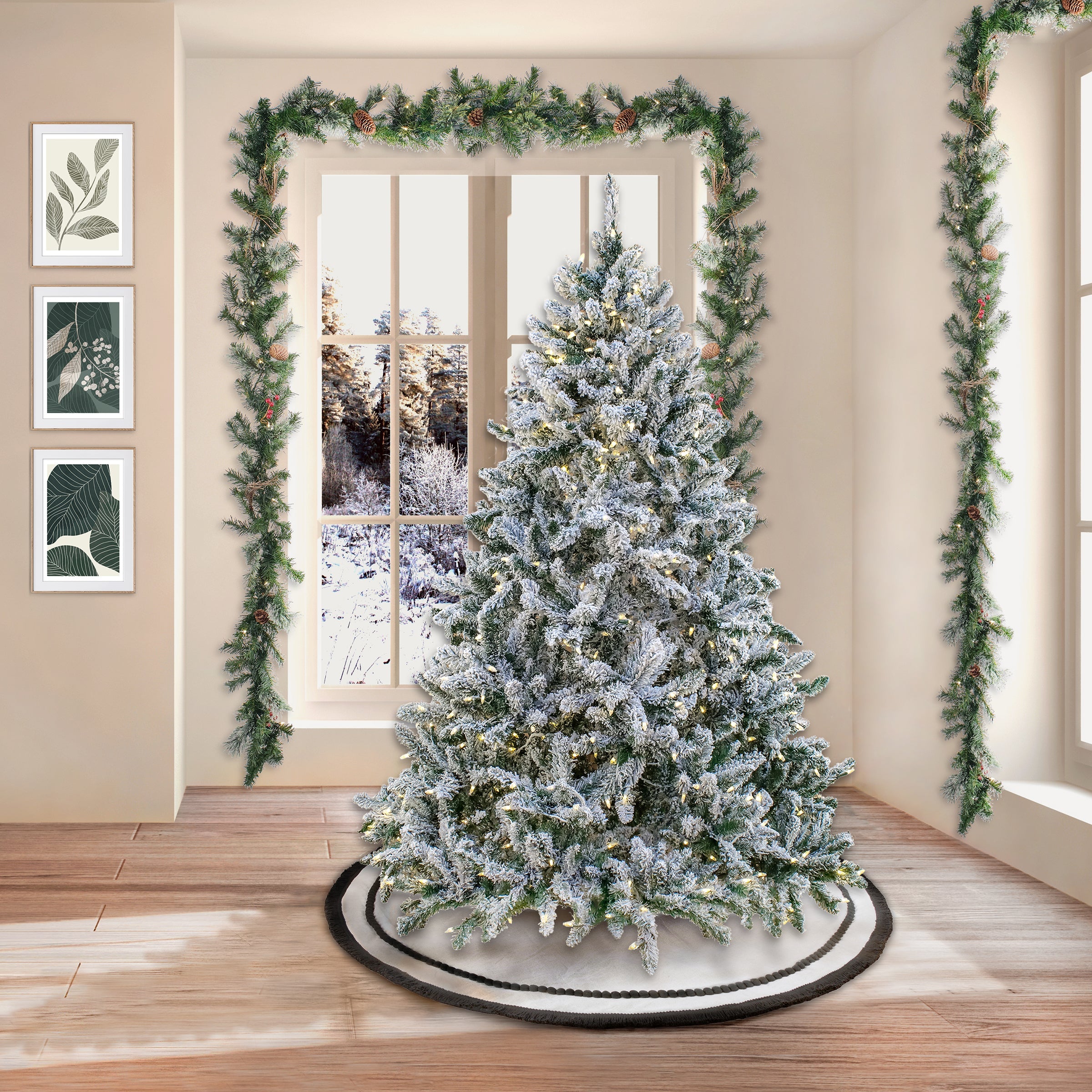 6.5 ft. Pre-Lit Snowy Hudson Tree with  PowerConnect Warm White LED Lights