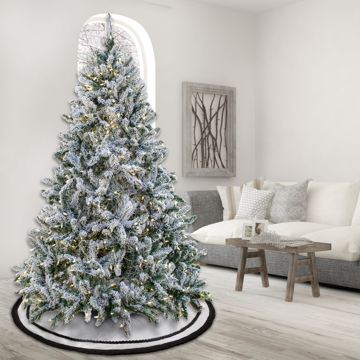 7.5 ft. Pre-Lit Snowy Hudson Tree with PowerConnect Warm White LED Lights