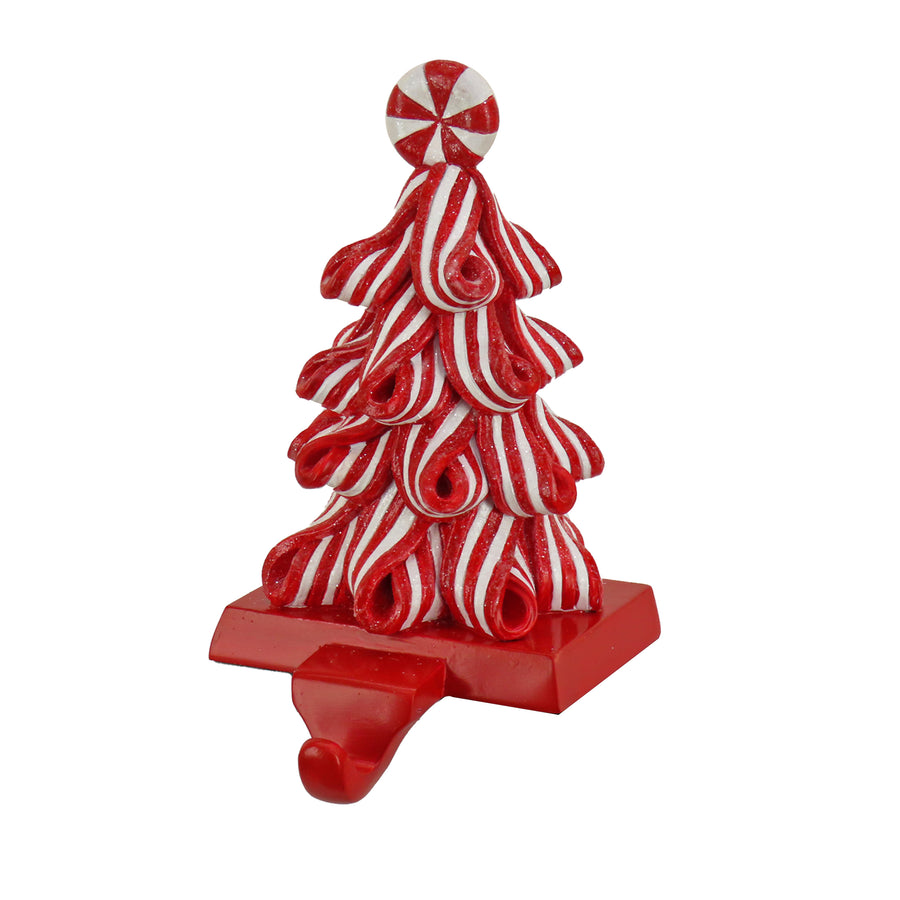 8 in. HGTV Home Collection White Stripe Candy Tree Stocking Holder