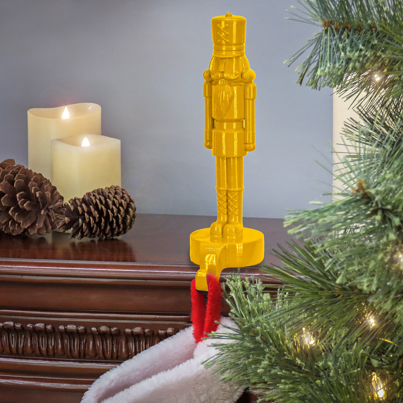 10 in. HGTV Home Collection Nutcracker Stocking Holder, Yellow