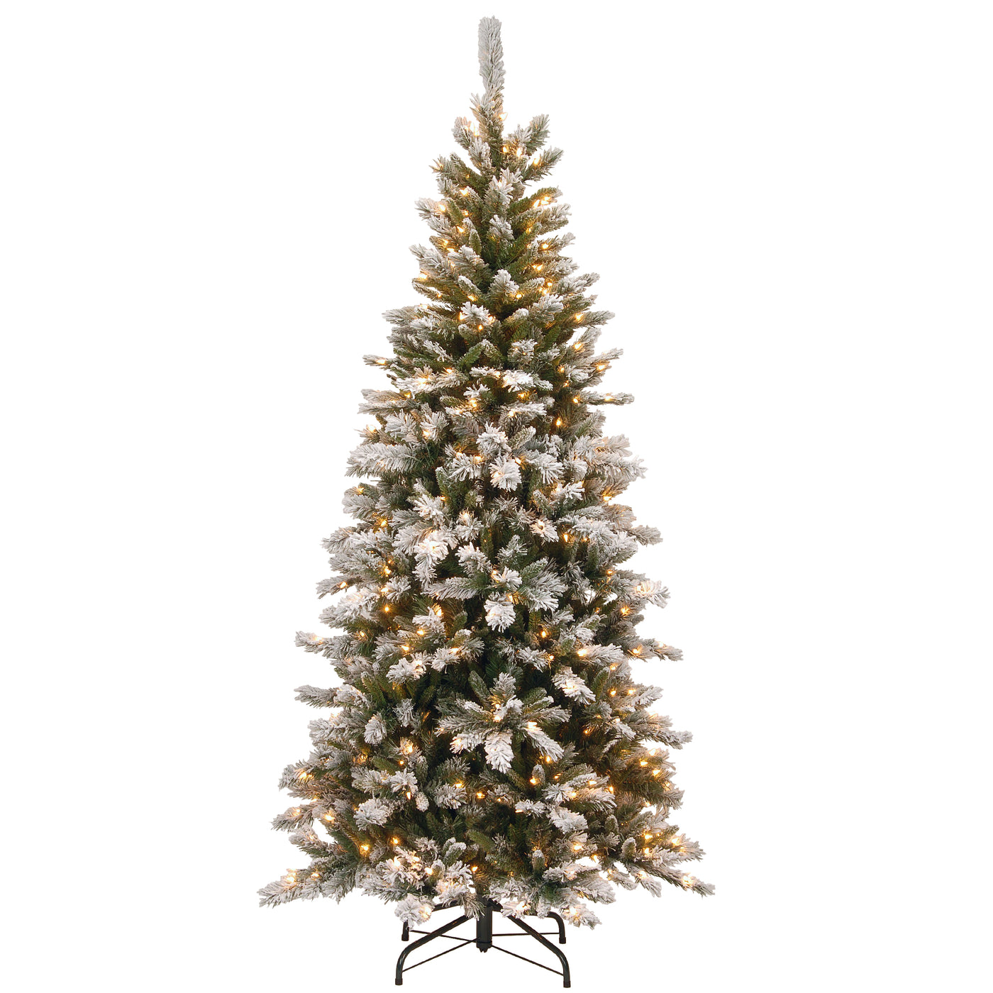 7.5 ft. Pre-Lit Snowy Mountain Pine Slim Tree with Clear Lights
