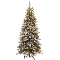 7.5 ft. Pre-Lit Snowy Mountain Pine Slim Tree with Clear Lights