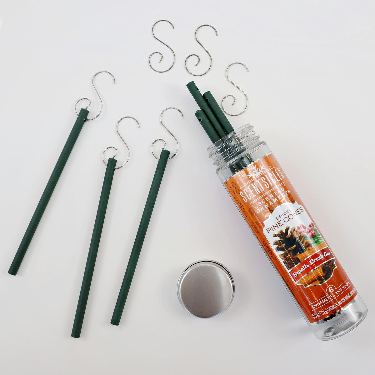 Scented Ornaments, 2-Pack-  6ct Bottle, Spiced Pine Cones, Fragrance-Infused Paper Sticks