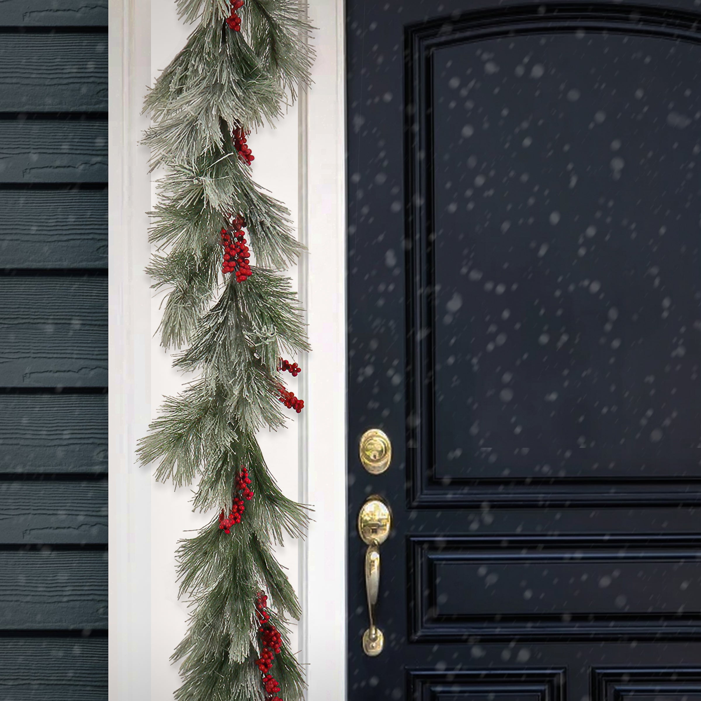 8 ft. Snowy Pine Berry Plastic Garland