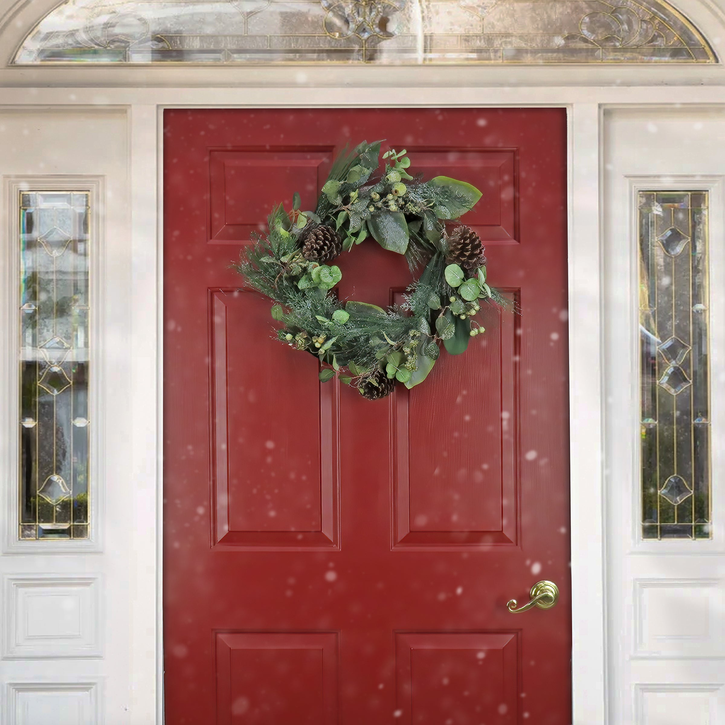 24 in. Pine Berry Cone Plastic Wreath