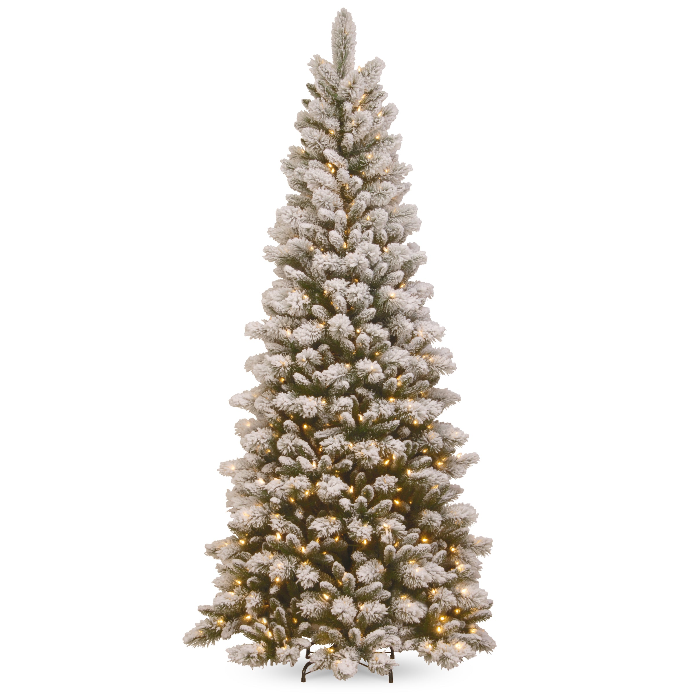 7.5 ft. Pre-Lit Snowy Westwood Pine Slim Tree with Clear Lights