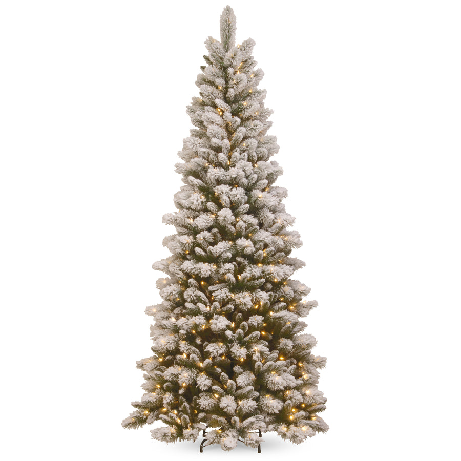7.5 ft. Pre-Lit Snowy Westwood Pine Slim Tree with Clear Lights