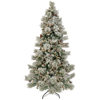 7.5 ft. Pre-Lit Snowy Yorkshire Tree with Clear Lights