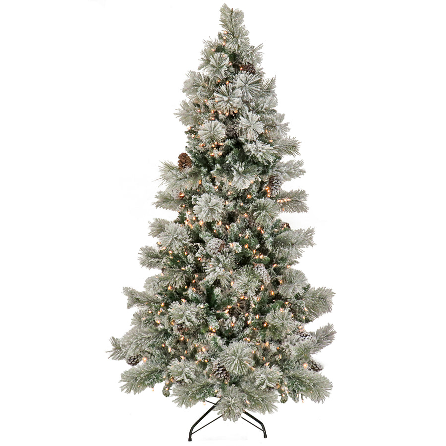 9 ft. Pre-Lit Snowy Yorkshire Tree with Clear Lights