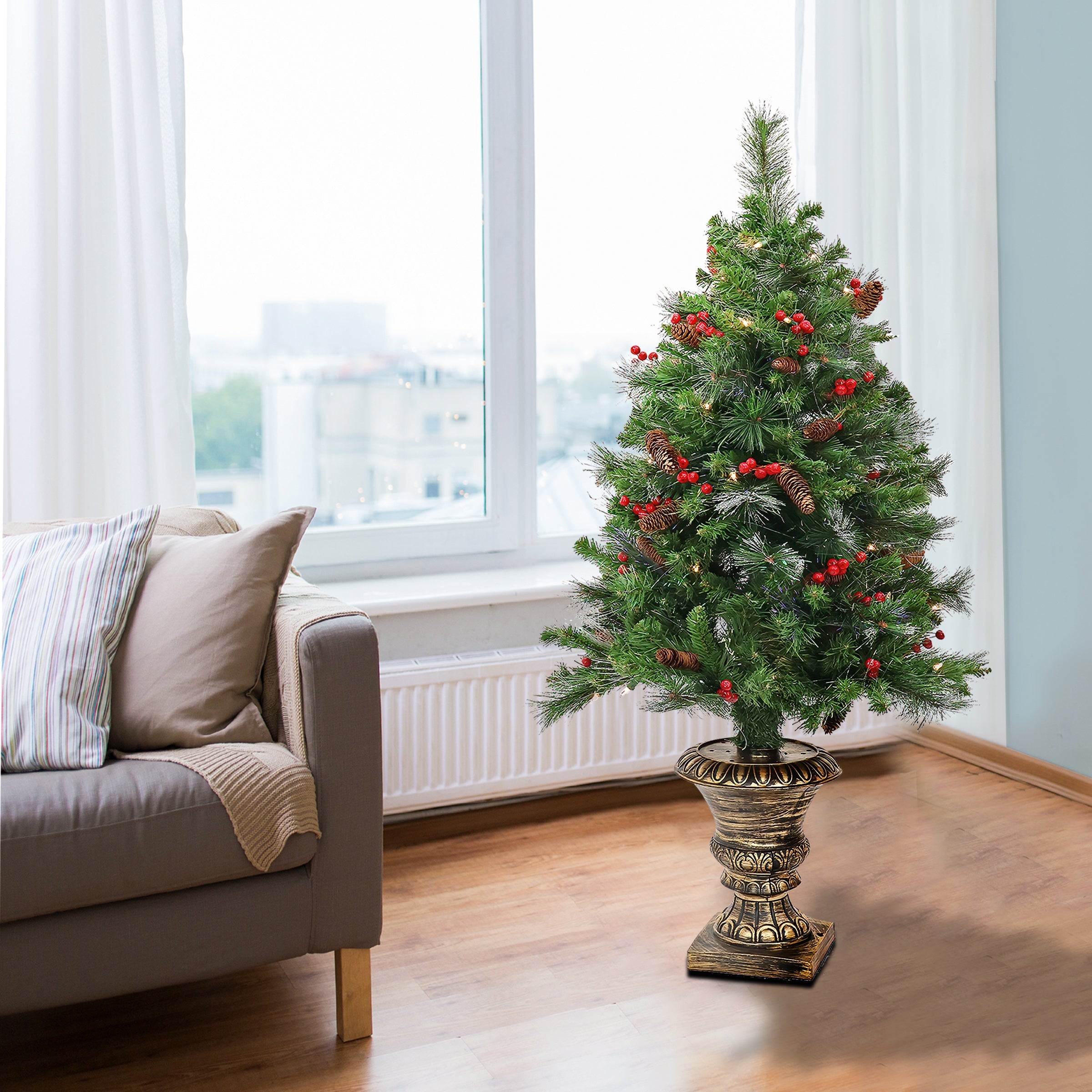 4 ft. Pre-Lit Crestwood Fiber Optic Tree