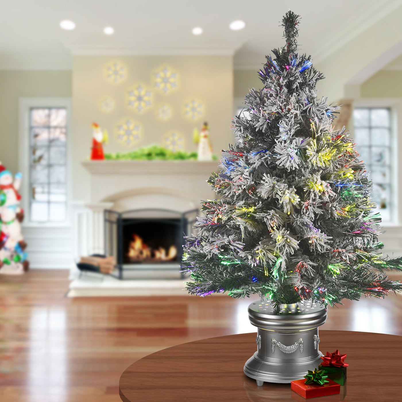 36 in. Fiber Optic Evergreen Flocked Tree