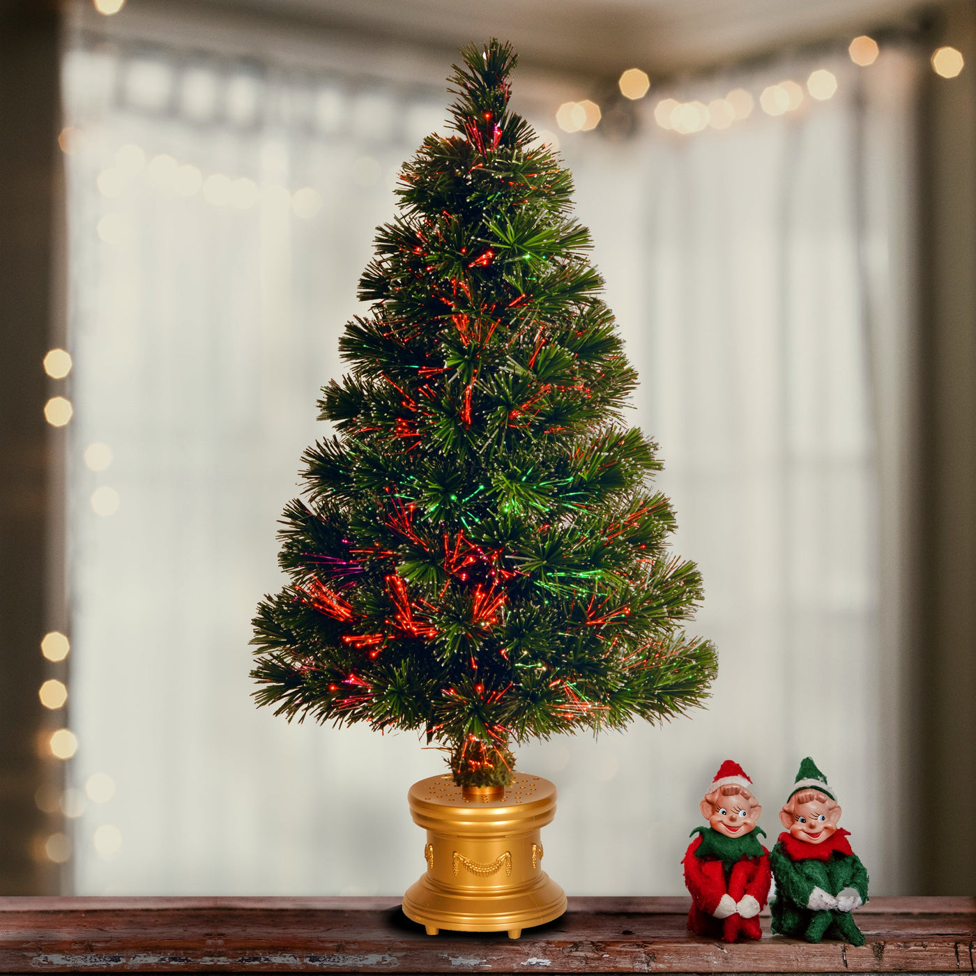32 in. Pre-Lit Fiber Optic Evergreen Firework Tree