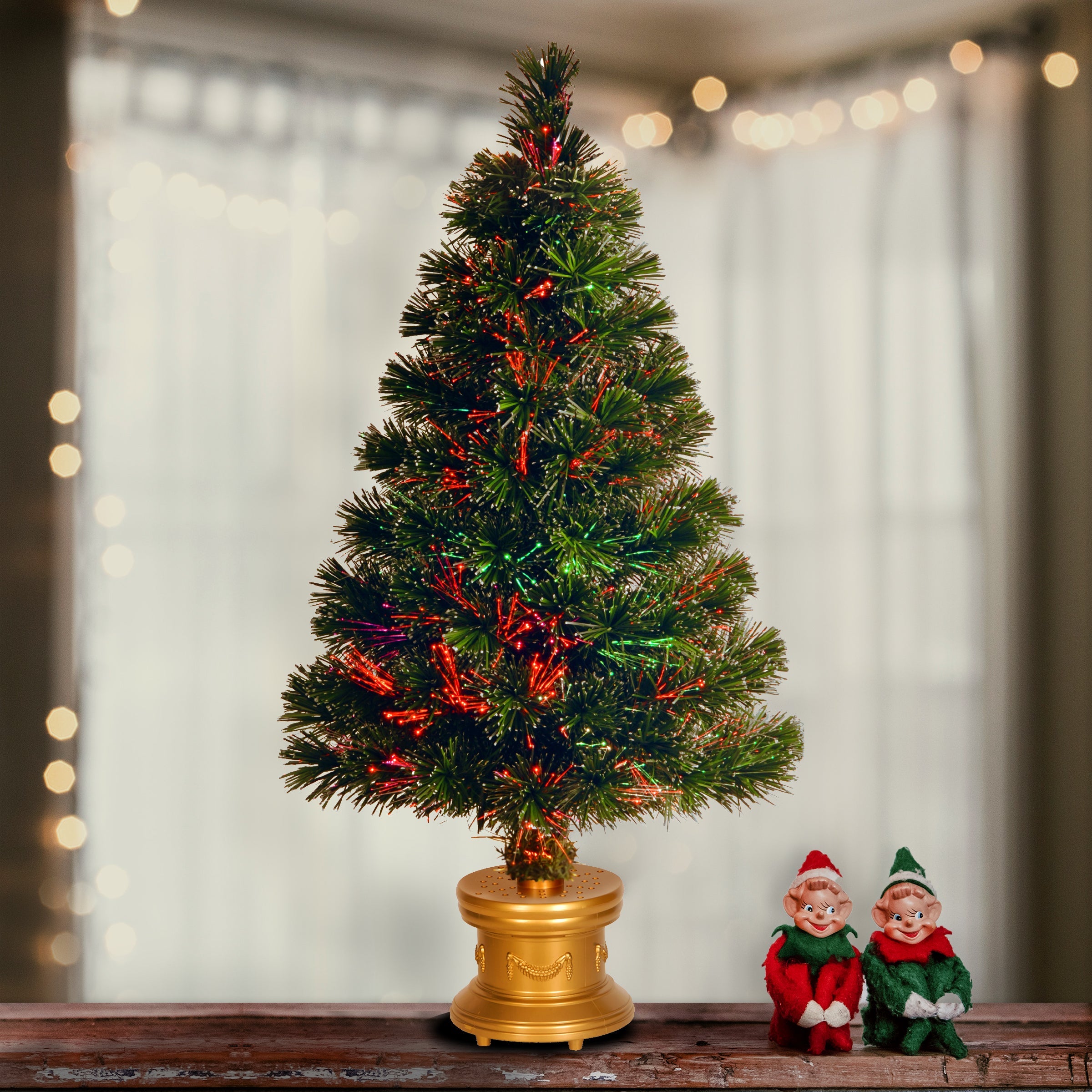 32 in. Pre-Lit Fiber Optic Evergreen Firework Tree