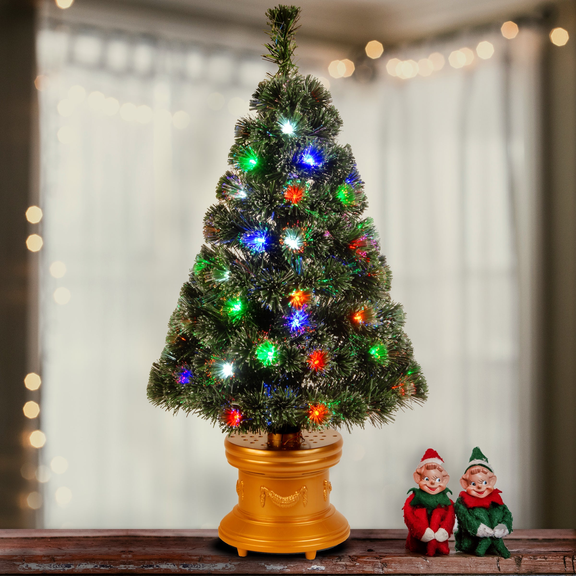 36 in. Pre-Lit Fiber Optic Evergreen Firework Tree